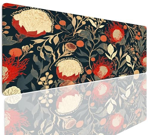 Tapis de Souris Gaming XL 700x300x4mm Petit sous Main Bureau, Gamer Mouse Pad Base en Caoutchouc Antidérapant Étanche Mouse Mat Accessoire Bureau pour Ordinateur, PC, Jeux, étude, Maison Retro 4-1005