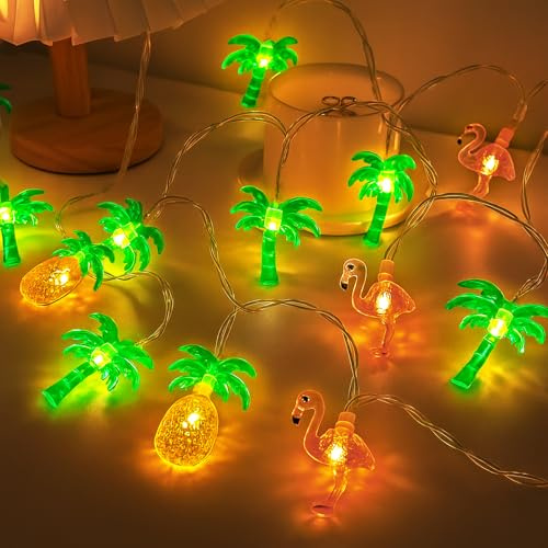 Sunshine smile Hawaii Sommer Lichterketten,3M 20 LEDs Hawaiian Tropische Lichterkette,Flamingo Lichterkette,Geeignet für Hawaii-Partys Im Innen- und Außenbereich,Sommerfest,Strand Deko