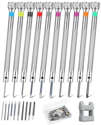 21 Pcs Watchmaker Screwdriver Set, 0.6-2 mm Precision Screwdriver Kit for Jewelry Watch Eyeglass Repair
