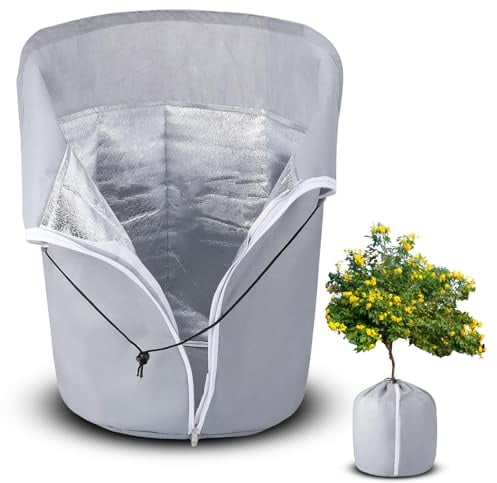 QinyOulhause Topfschutz Pflanzen Winter - Frostschutz Pflanzkübel - wasserdichte Atmungsaktive Schutztasche - Thermo Winterschutz für Pflanzen und Kübelpflanzen (40 x 50 cm)