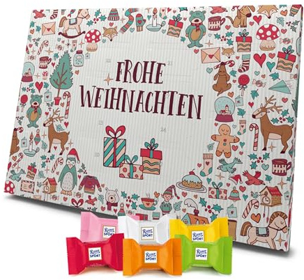 printplanet - Adventskalender gefüllt mit Ritter-Sport Schokolade - Spruch: Frohe Weihnachten