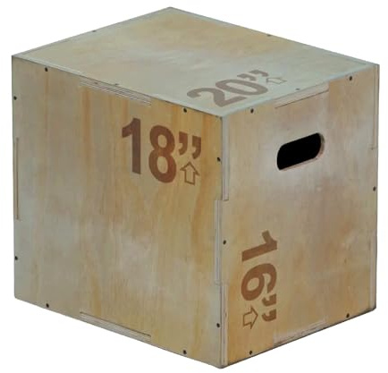 Wooden Plyo Box 3-in-1 Jump Trainer, Adjustable 12–30 Inch Heights, Heavy-Duty Non-Slip Plyometric Box for Home Gym & CrossFit