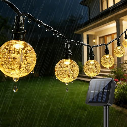 Suright Solar Lichterkette Outdoor, 7M 30 LED Lichterkette Außen Solar | 8 Modi, IP65 Wasserdicht Solar Lichterkette Aussen für Balkon Deko, Garten,Terrassen, Partys (Warmweiß)