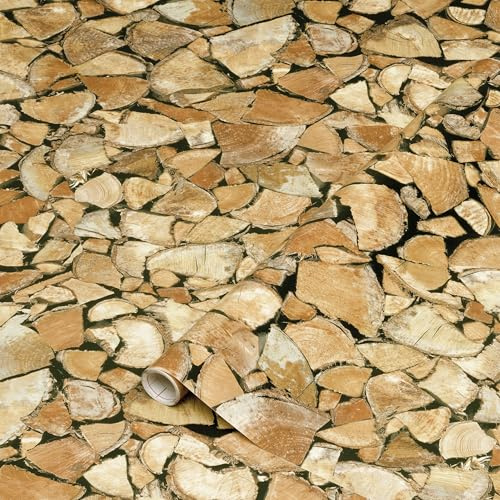 d-c-fix Möbel-Klebefolie Feuerholz, 45 cm x 15 m - abwaschbare und selbstklebende Deko-Folie für Küche, Schrank, Tisch & Fensterbank - modern & nachhaltig