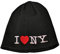 I Love NY No Fold Heart Winter Mütze Beanie Skull Cap Offizielles Lizenzprodukt Schwarz