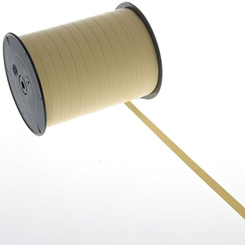 Deko und Band Wetterfestes Polyband mit Holzmaserung - Creme - 7 mm - 250 m Rolle - 35
