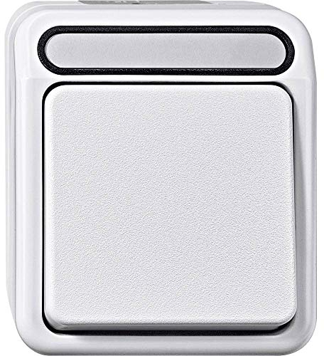 Schneider Electric Merten Wipp-Taster, Schließer, 1-fach, Aufputz, Feuchtraum Schalterprogramm, IP44, polarweiss, Aquastar, Artikelnummer MEG3150-8019