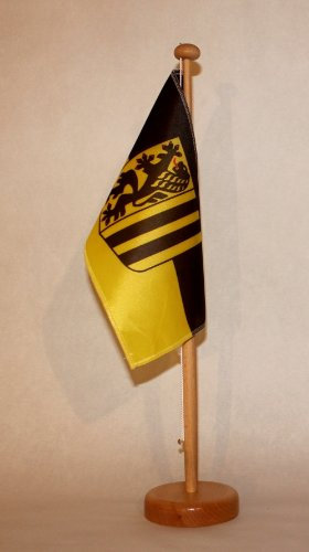 Buddel-Bini Dresden Tischflagge 15x25 cm in Profiqualität, mit 42 cm Massivholz - Tischständer