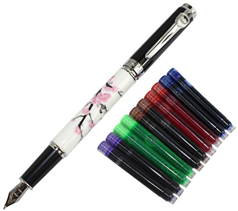 Gullor Elegante Kalligraphie Pen Jinhao 8802 Plum Blume mit Geschenk-Box und Tintenpatronen