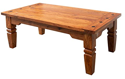 MASSIVMOEBEL24.DE | Oxford Couchtisch aus Akazienholz #428 im Kolonialstil - Honig lackiert | 110x60x40 cm | Massivholztisch Fernsehtisch Beistelltisch