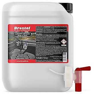 Brestol Cockpitmilch 5 Liter inkl. Auslaufhahn 51 mm - Cockpitpflegemilch Cockpitreinigungsmilch Innenraumpflege Tiefenpflege Kunststoffpflege Gummipflege Cockpitpflege Vinypflege