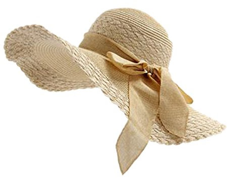 YOUJIA Schlapphut Damen Sommerhut Mädchen Stroh Huete Strand Hut (Beige)