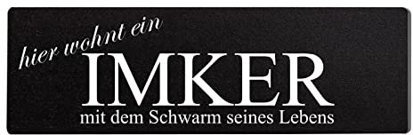Deko Shabby Chic Schild Hier wohnt ein Imker Vintage Holz Türschild in schwarz zum Kleben