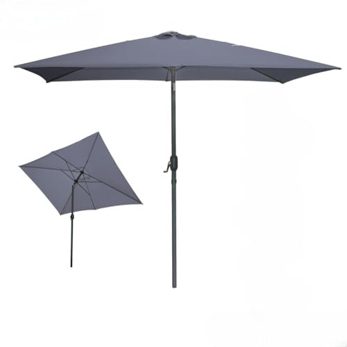 Urban Living SUNNYDAYS PARASOL 2X3MTR INCLINABLE GRIS ANTHRACITE MAT ALUMINIUM BALEINE ACIER