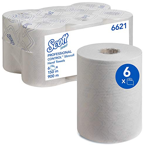 Scott Control Papierhandtuchrollen für Spender, Slimroll, Airflex*-Technologie, 1-lagig, 6 x 150 m, weiß, 6621