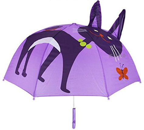 Itian Kinder Regenschirm,Kreativer Karikatur Regenschirm,für Jungen und Mädchen mit 3D Ohren(Katze)