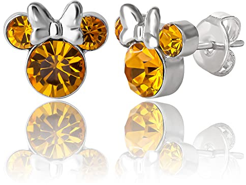 Disney Damen Minnie Mouse Geburtsstein-Ohrstecker - Minnie Mouse Ohrringe - Geburtsstein-Schmuck - Disney Schmuck