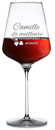 AMAVEL - Verre à vin Rouge pour Femme - Meilleure Maman - Gravure personnalisée - Fête des mères - Anniversaire - Noël - Idée Cadeau pour Maman - Verre Ballon à Pied avec prénom - 9,6 x 9,6 x 23,8 cm