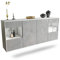 Dekati Sideboard Charleston hängend (180x77x35cm) Korpus Weiss matt - Front Beton Optik - Push to Open - Leichtlaufschienen