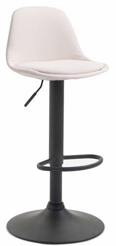 CLP Tabouret De Bar Design Kiel Tissu I Réglable en Hauteur Assise Et Dossier Rembourrée I Chaise De Bar avec Repose-Pied, Couleur:crème, Couleur du Cadre:Noir