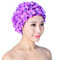 Cuffia da nuoto da donna, stile rétro, traspirante, con fiori, cuffia da bagno, Viola, Taglia unica