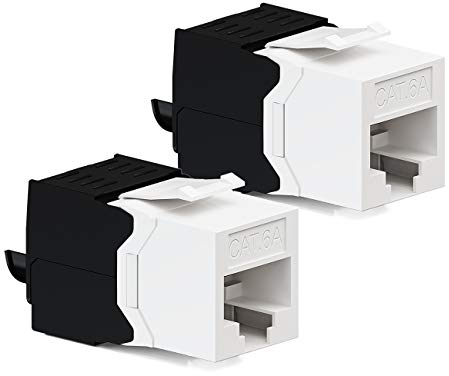 deleyCON 2x CAT6a Keystone Jack Module RJ45 - Prise RJ45 à LSA en Plastique Assemblage par Encliquetage Câble Brut CAT 500 Mhz 10 GBit/s