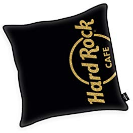 Herding HARD ROCK Dekokissen, Original Hard Rock Café Lizenz, Mit Golddruck, 40 x 40 cm, Schwarz/Gold
