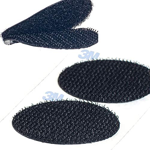 HIMRY 12 pares 100mm Almohadillas Adhesivas Extrafuerte 3M Adhesivo, Redondas de Montaje No Más Clavos, Doble Cara Sólida Ronda Gancho y Bucle Resistentes para Paredes Gafas Metales, Negro KXB5055