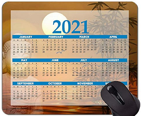 2021 Mouse Pad Kalender, Gold Orange Sun Rubber Mouse Pad
