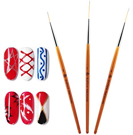 Nagelkunststift, 3Pcs Nageldesign Pinsel Holz Nail Art Pinsel Set Nagelkunststift Nagel Dotting Tool Set 15mm/20mm/25mm Nagellack Stift für Zeichenlinien, Feine Details, Blumen, Muster
