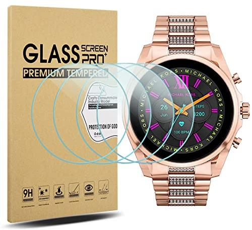 Diruite 4 Pièces Protection Écran Compatible avec Michael Kors Gen 6 Verre Trempé,Protecteur D'écran Verre Trempé pour Michael Kors Gen 6[Anti-rayures][Sans Bulles]