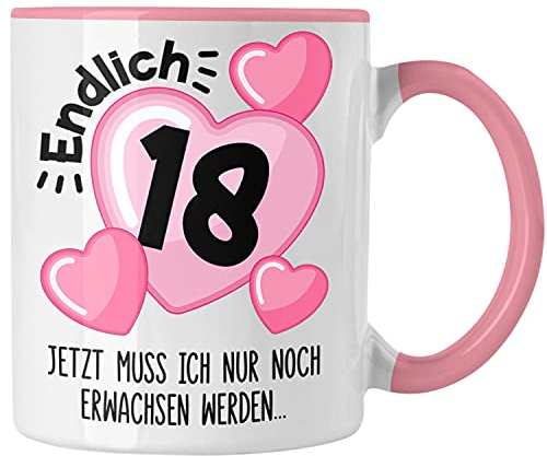 Trendation - 18. Geburtstag Tasse Geschenk Mädchen Geschenkidee Lustig Spruch 18 Geschenke Geschenkideen zum 18 Bday 18er (Rosa)