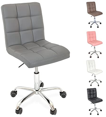 Beltom® Sedia ufficio studio girevole regolabile in altezza perfetta in camera da letto scrivania PC e arredo casa - Grigio