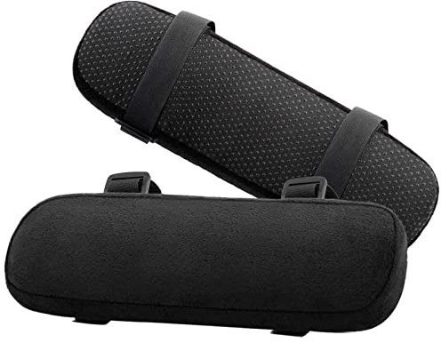 Mafatian 2 Pack-Bürostuhl Armlehnen-Pads Cover mit Memory-Foam-Ellenbogenkissen für Unterarm-Druckrelief, Schwarze Armstützen für Rollstuhl, Spielstuhl