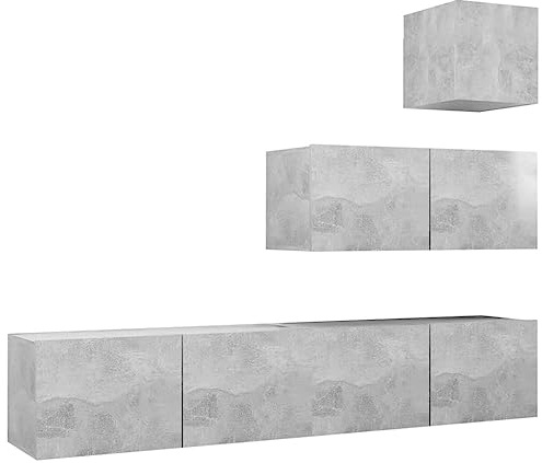 vidaXL 4-TLG. TV-Schrank-Set Betongrau Holzwerkstoff