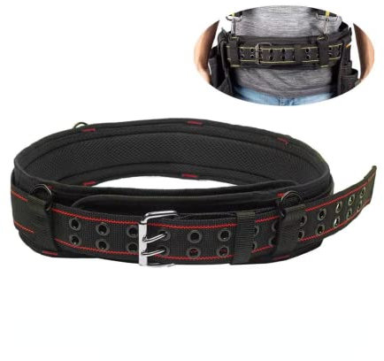 SSDH Heavy Duty Work Belt Scaffolding Professional Heavy Duty Leather Work Tool Belt Holds Most Carpenter and Contractor Bags, Clips and Tool Racks for Worker Jobs (Red)