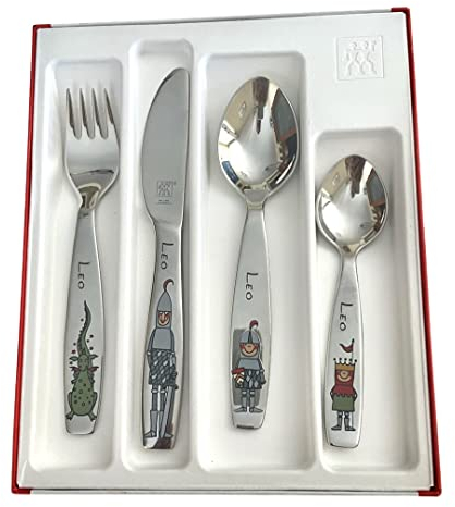 Regalo Grabado - Posate personalizzate per bambini in acciaio inox 18/10 | Incisione permanente con nome e data | Regalo per battesimo, compleanno | (signori)