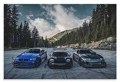 ASDSA JDM-Auto-Poster, Nissan Skyline Gtr R34, dekoratives Gemälde, Leinwand, Wandkunst, Wohnzimmer, Poster, Schlafzimmer, Gemälde, 50 x 75 cm