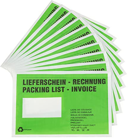 KK Verpackungen Lieferscheintaschen 240 x 175 mm | 250 Stück, Pergamin Papier 22 g/m² | C5 Format selbstklebend | 9 Sprachen Aufdruck