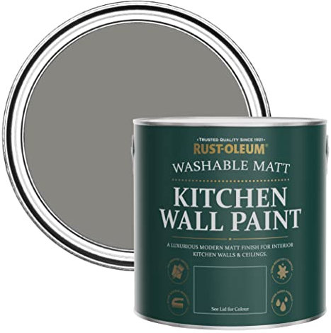 Rust-Oleum Abwaschbare Küchenwandfarbe in mattem Finish -Betongrau 2.5L