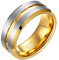 Lieson Wolfram Ring Partnerringe Gold, Verlobungsringe Herren Gebürstet 8MM Rund Mit Linie Ring Gravur Personalisiert Größe 67 (21.3)