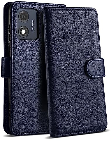 Case Collection for Motorola Moto E13 Case - Leather Folio Flip Kickstand Shockproof Cover with RFID Blocking Card Slots Wallet for Motorola E13 Phone Case Blue