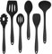 Herogo Kitchen Utensils Set, 6 Pieces Silicone Cooking Utensils Set, Baking Cooking Tools Spoon Turner for Non-Stick Cookware, Non Scratch & Heat Resistant, Dishwasher Safe (Black)