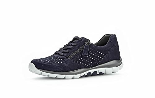 Gabor Damen Low-Top Sneaker, Frauen Halbschuhe,Wechselfußbett,Laufschuhe,schnürschuhe,schnürer,Plateausohle,Dark-Blue (Strass),37 EU / 4 UK