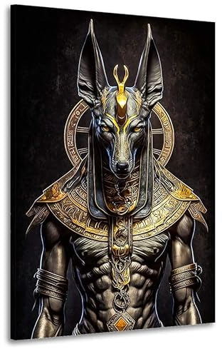 Kunstgestalten24 Leinwandbild Anubis Wandbild Kunstdruck Ägypten Gott Pharao Götter Wanddeko XXL Wandekoration Gemälde Deko Bilder Modern Art Bild Kunstwerk Canvas