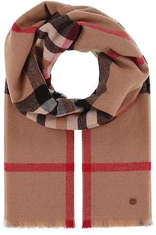 FRAAS Kaschmir Schal 58 x 180 cm - karierte Stola aus 100% reinem Kaschmir für Damen - The Plaid - Wärmend und Hautfreundlich Camel