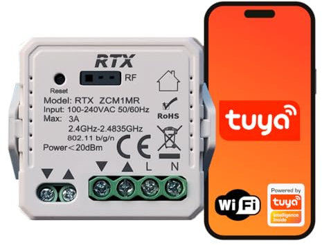 RTX ZigBee 3.0 Rollladensteuerung WiFi + RF MINI ACCESSORY Tuya Smart (Mobile-App, Google Assistant)