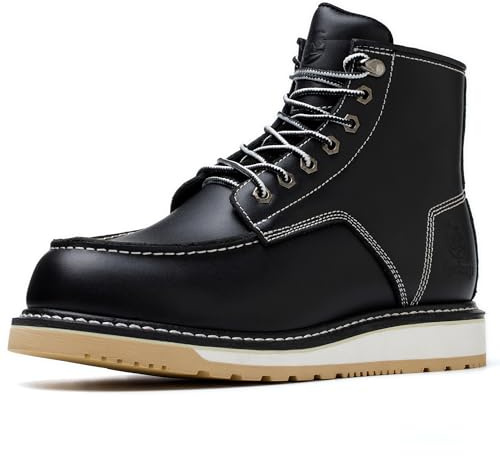 Epochsaga Morbido Moc Toe Impermeabile Moda Industiral & Costruzione Stivali da Lavoro 6 '' Marrone/Nero (Nero, Adulto, Uomo, 45, Numero, Sistema Taglie Calzature EU, Larga)
