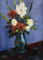 MSTECO Leinwanddruck Und Poster Wandkunst Bild Reproduktion Blumenvase mit Gladiolen und Dahlien Blumenvase mit Gladiolen und Dahlien von Oskar Schlemmer für Wohnkultur 60x90cm