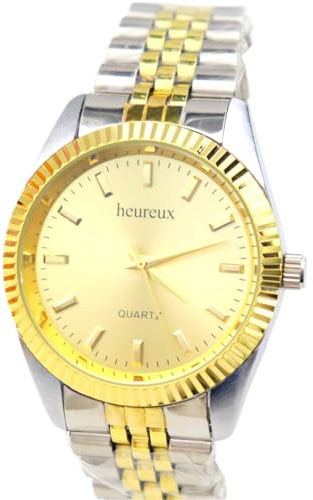 Rötting Design Herrenuhr Quarz aus der Collection heureux Goldfarbene Lünette goldfarbenes Ziffernblatt